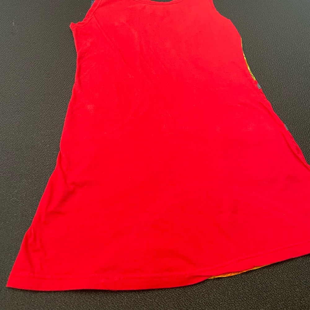 Nari Alliance red sleeveless dress w/ unique appliqué & embroidery sz M - Picture 6 of 12